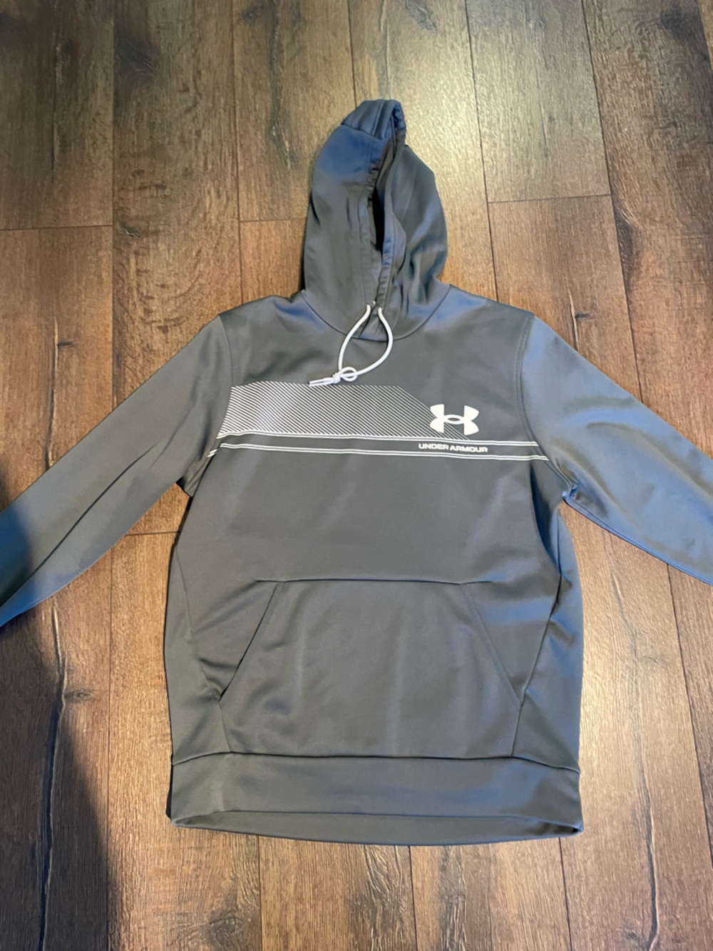 Under Armour Gray Crewneck Hoodie with White Logo Stripe